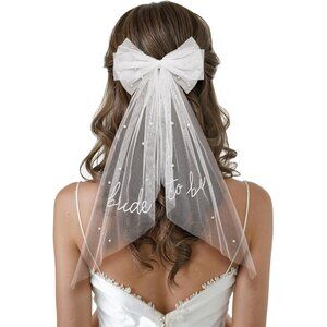 🆕 Women White Clip Bachelorette Party Decorations Pearl Bow Accessories